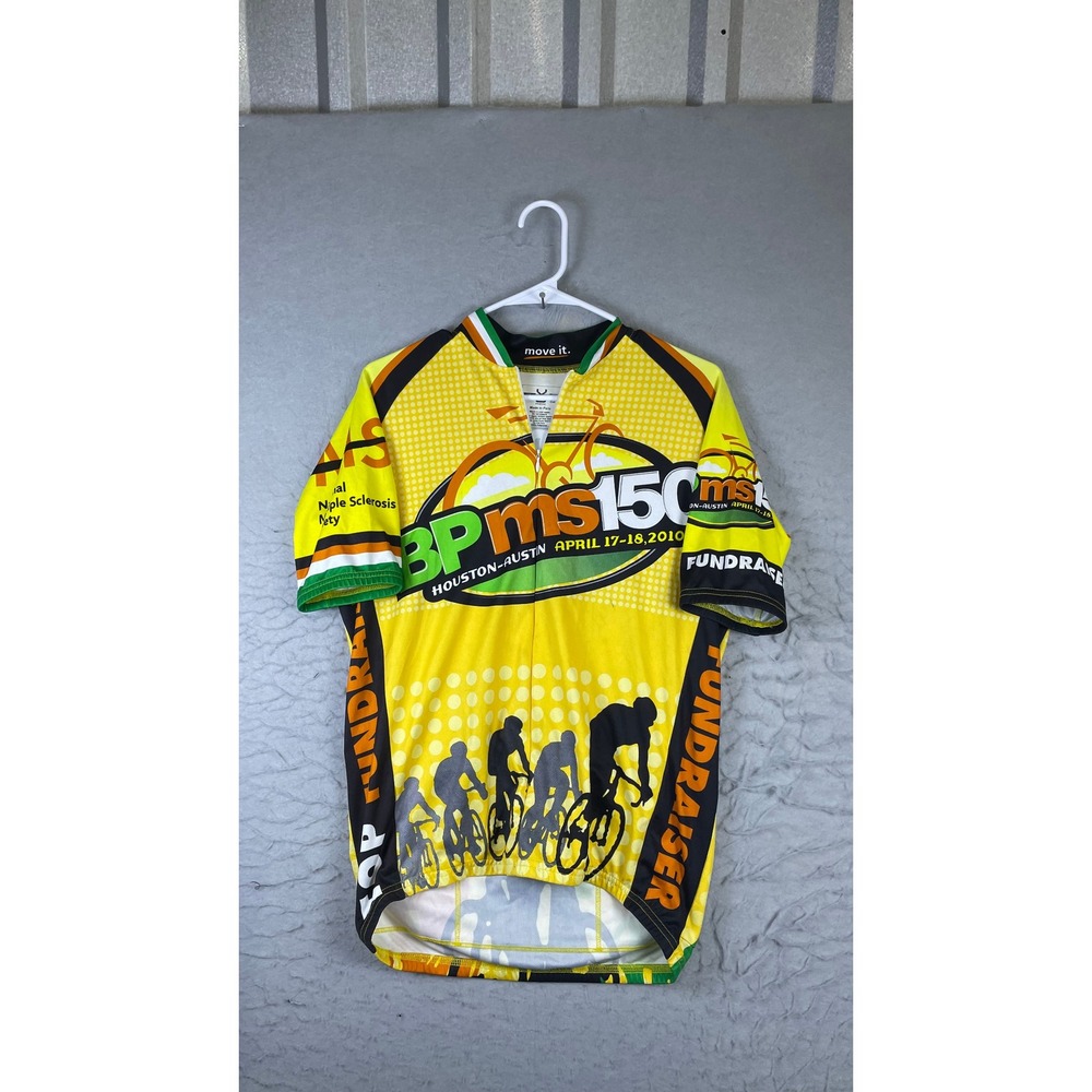VOmax Cycling Jersey Mens Medium Yellow Excellent BP MS 150 Houston-Austin 2010